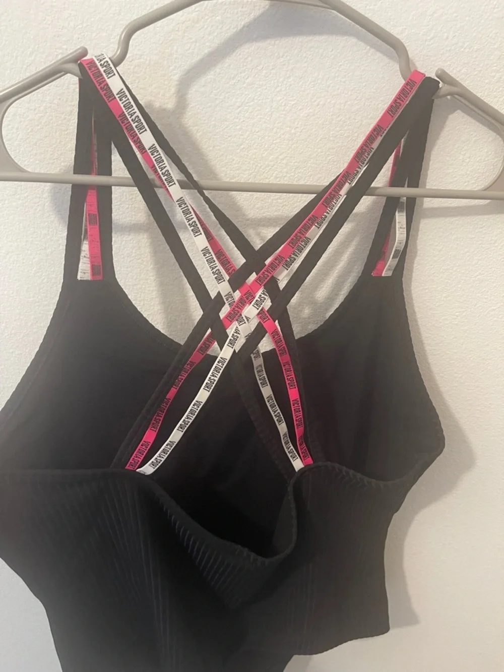 Victoria's Secret Black One-Piece Swimsuit with Pink-Trim Straps
